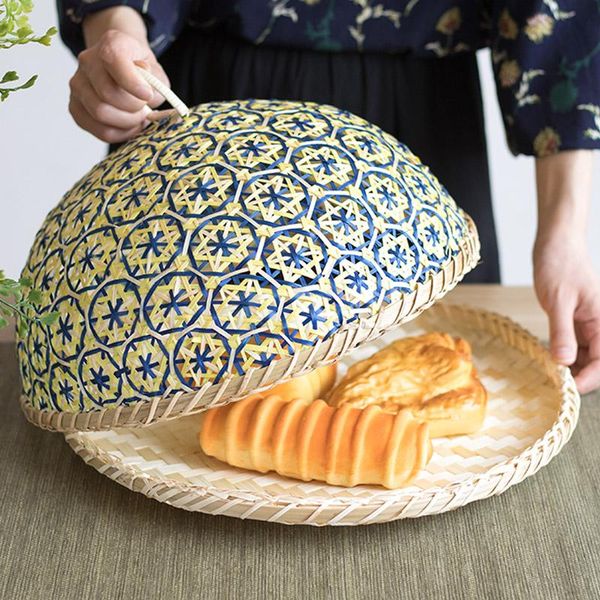 

kitchen storage & organization handmade bamboo woven tray with lid bread box drying hood home dining table supplies