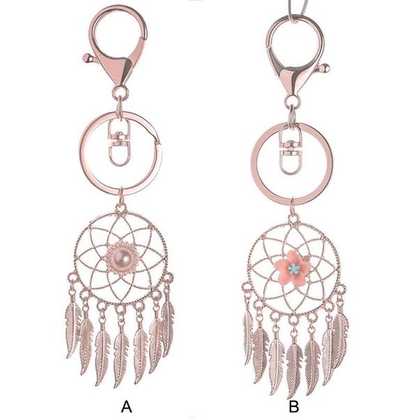 

decorative objects & figurines flower metal keychain dream catcher home decor mini car keyring handmade jewelry keyholder dreamcatcher wall