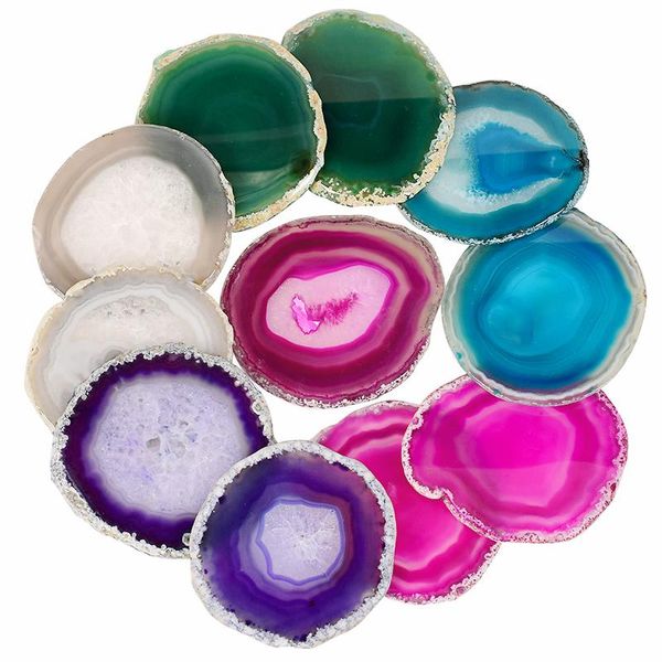 

decorative objects & figurines gems crafts stone pad natural agate slice cup mug glass drink holder druzy quartz geode table onyx ma