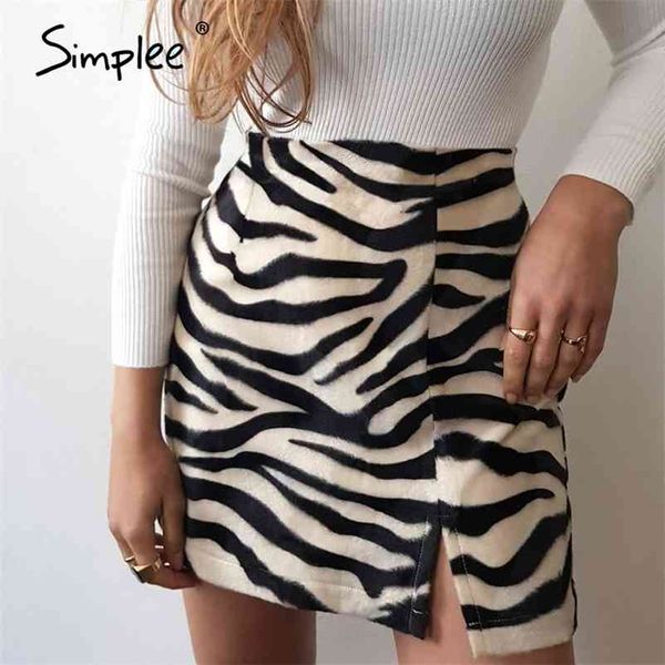 

simplee autumn black white stripe high-waist short skirt winter slim female mini skirt casual fashion skirt ladies new 210412