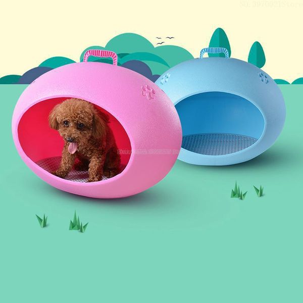 

kennels & pens colorful egg-shaped kennel pp+abs outdoor rainproof doghouse teddy poodle house washable pet cage 10kg max capacity