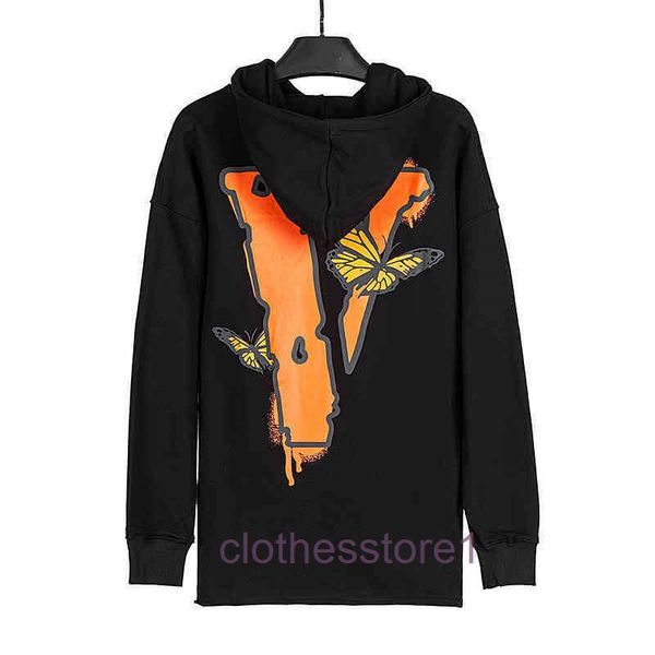 

designer vl hoodies vs big hip hop fashion mens sweaters correct version tide butterfly large printed men's and women's hooded ter, Black