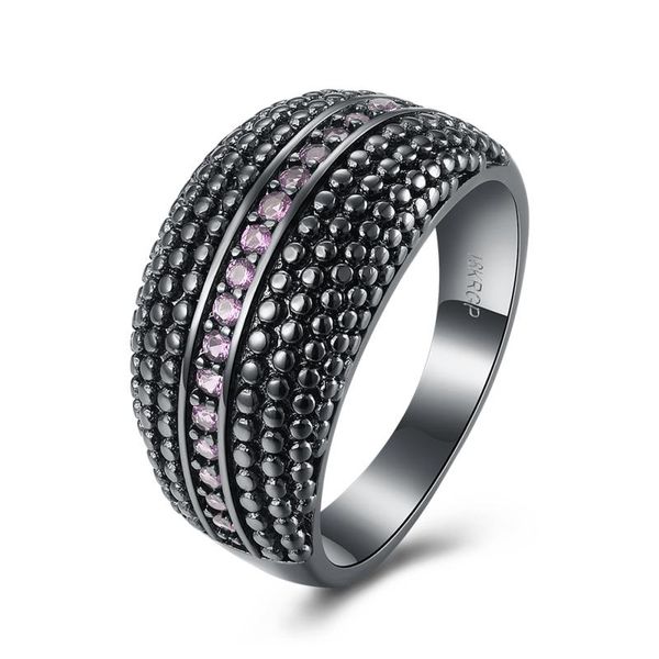 

cluster rings garilina vintage jewelry simple trinket black gun plated pink cz ring for teen girls womens party gift r2183, Golden;silver