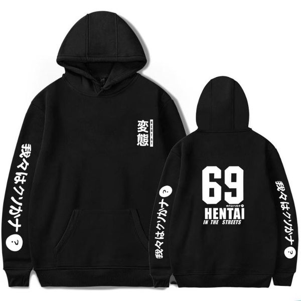 

men's hoodies & sweatshirts hentai otaku fashion japan anime print pullovers men women long sleeve punk streetwear harajuku, Black