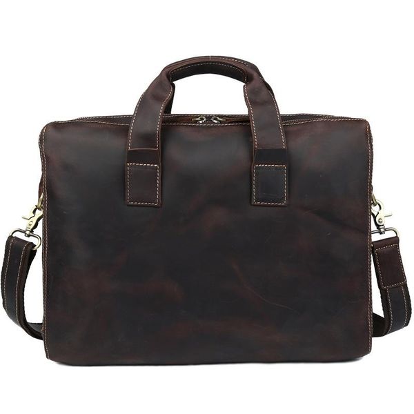 

crazy horse leather personality men's 15.4 inch lapbag business briefcase shoulder briefcases