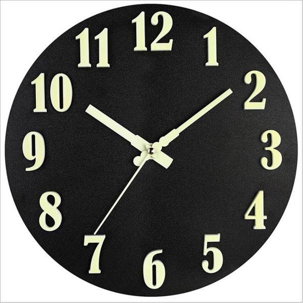 

wall clocks 12 inch night light function wooden round clock ,for kitchen bedroom office home silent & non-ticking large numbers