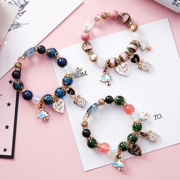

link, chain bohemian ethnic love letter lock colorful glass beads beaded bracelet for women, Black