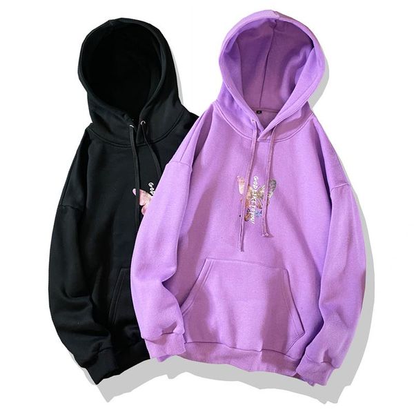 

men's hoodies & sweatshirts 2021 nieuwe herfst winter katoenen print mannen vrouwen casual losse fit, Black