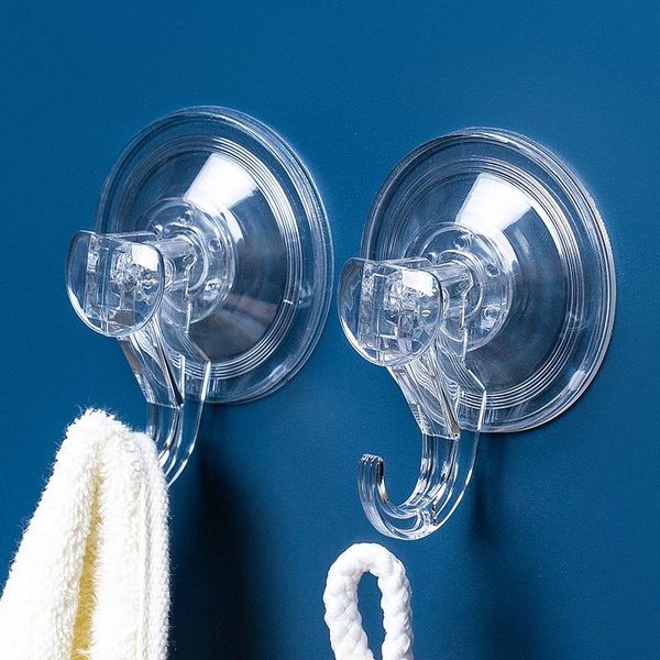 

hooks & rails 6 packs suction cup hooks, clear reusable heavy duty vacuum glass kitchen bathroom for towel
