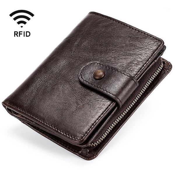 

wallets vintage men's short wallet genuine leather clutch purses first layer real multi-card bit retro card holder rf751, Red;black