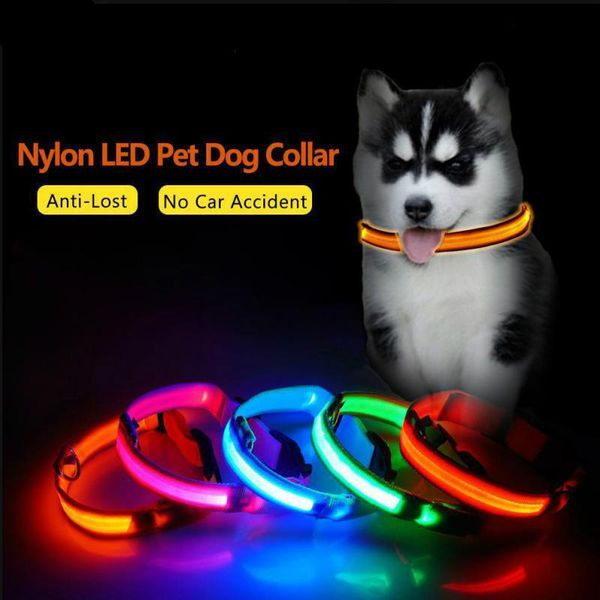 

dog collars & leashes glittering nylon strap neck fluorescent striped collar pet supplies