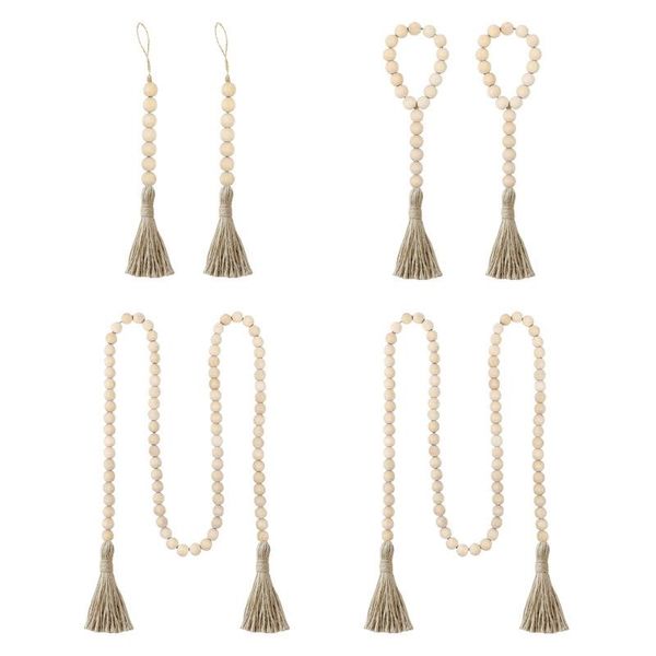 

decorative objects & figurines 6 packs wood bead garland with tassels,prayer beads farmhouse rustic natural wooden