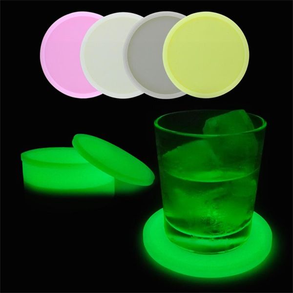 

mats & pads silicone luminous drink coasters pad insulated round cup non slip soft tableprotection table dining decor