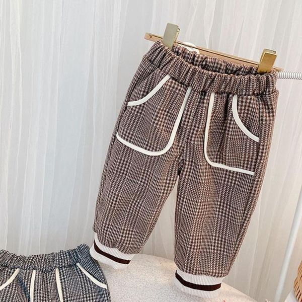 

trousers casual girls kids plaided pant warm winter children baby velvet thicken long pants adk823, Blue