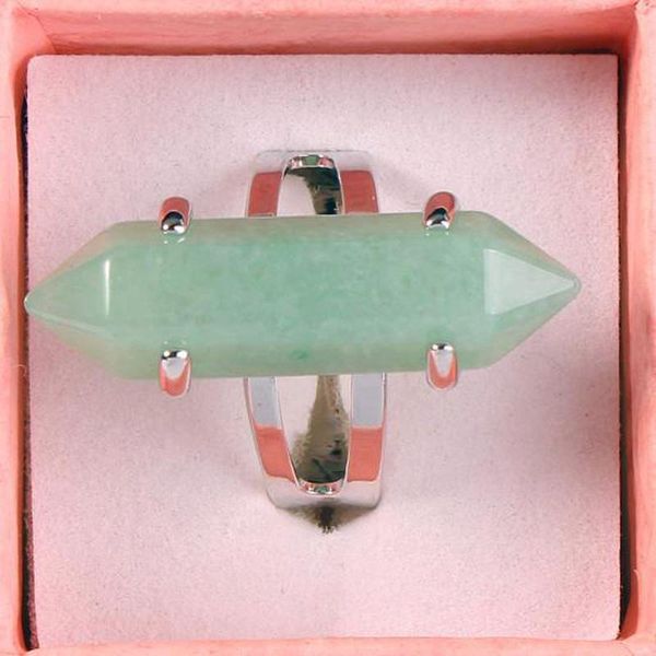 

wedding rings silver plated charm sodalite opal hexagon prism adjustable accessories european fashion jewelry 10pcs, Slivery;golden