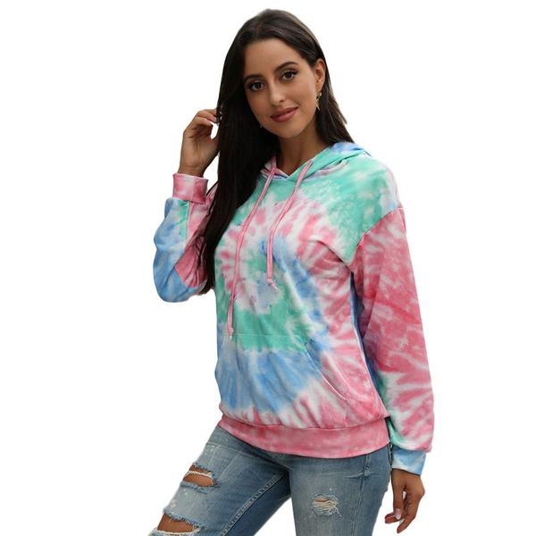 

floral tie-dye hooded ladies 1pcs customized european and american women's autumn & winter wholesale 2021 drop hoodies sweatshirts, Black