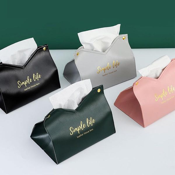 

tissue boxes & napkins pu leather deskcase toilet car anti-moisture pumping paper container home office napkin holder durable storage bo