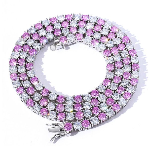 

hip hop jewelry fashion charm party rock punk iced out bling aaa zircon 1 row tennis chain necklace pink white charms bracelets girl gifts f, Black