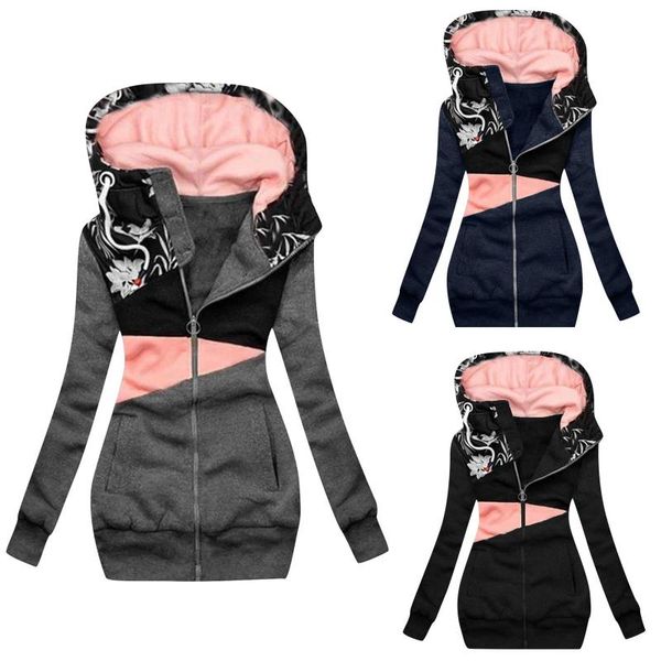 

women's hoodies & sweatshirts oversized women winter christmas solid stitching drawstring hooded slim fashion coat outwear sudaderas mu, Black