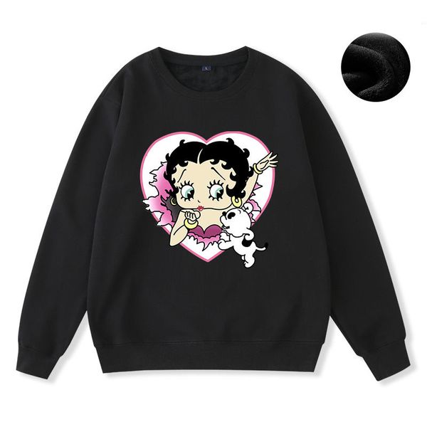 

cartoon print womes sweatshirt large size loose womens hoodies spring and autumn thicken warm pullover new long sleeve hoodie, White