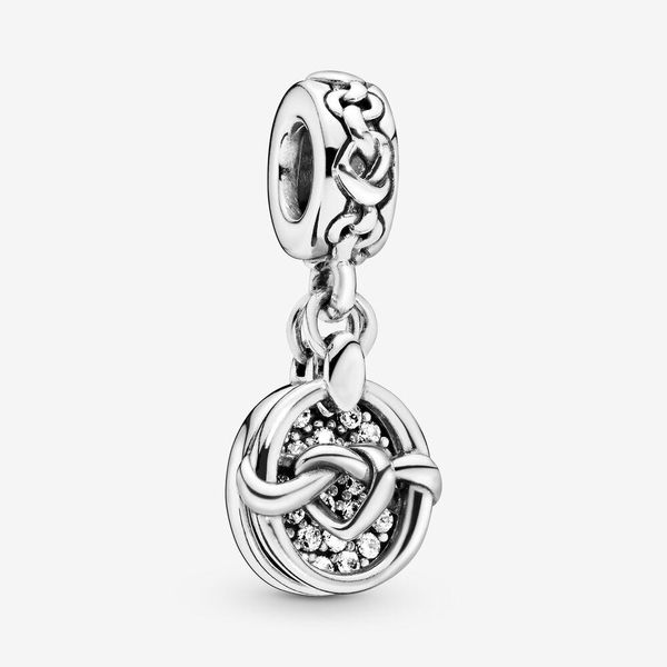 

100% 925 sterling silver knotted hearts dangle charms fit pandora original european charm bracelet fashion women wedding engagement jewelry, Bronze;silver