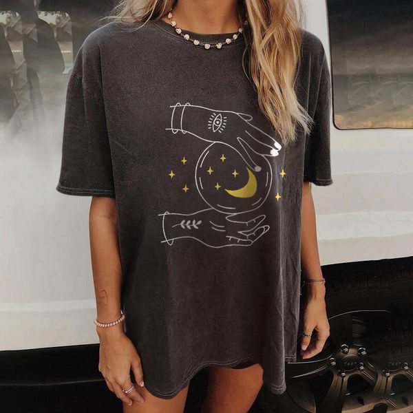 

women's t-shirt women summer t-shirts oversized vintage drop sleeves printed pattern casual short sleeve tshirt female tee shirt femme, White