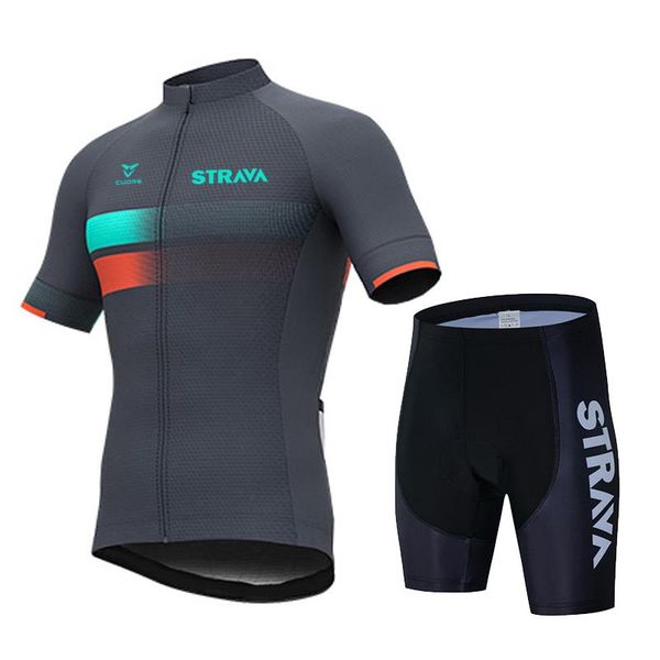 

racing sets 2021 strava cycling jersey set breathable bicycle clothing riding bike clothes short sleeve sports ropa ciclismo, Black;blue