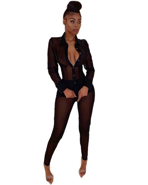 

two piece dress adogirl women sheer mesh set long sleeve shirts + pencil pants fashion blouse suit night club party outfits, White
