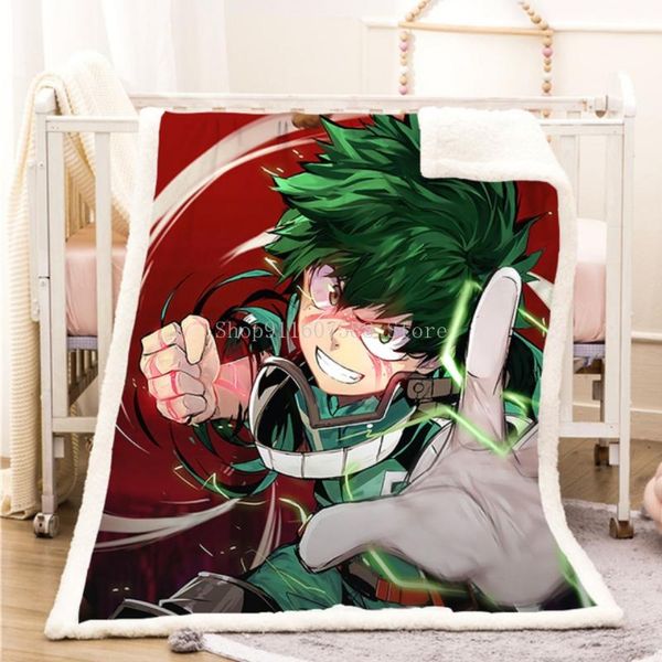 

blankets anime my hero academia 3d printing plush fleece blanket fashion quilts home office casual kids sherpa custom 02