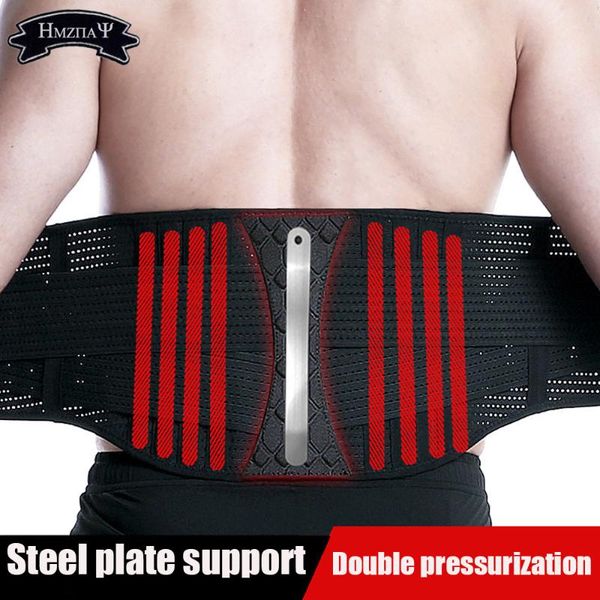 

men's waist belt y adjustable compression steel plate support breathable abdomen plastic muscle trainer, Black;gray