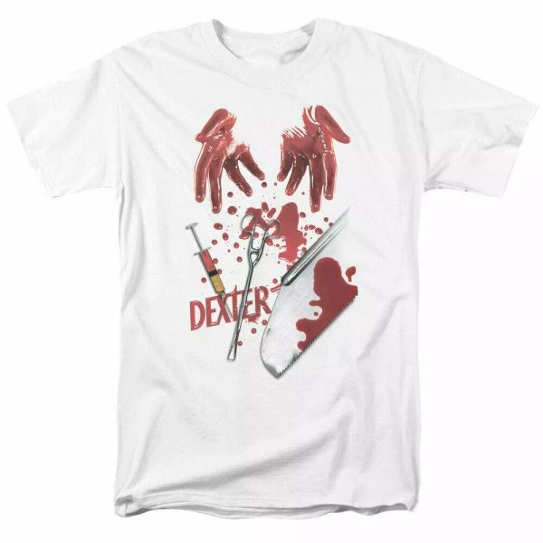 

dexter tools of the trade t shirt mens licensed classic tv serial killer white, White;black