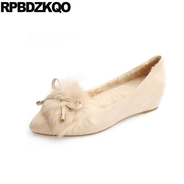 

dress shoes discount increase 2021 wedge ladies size 4 34 suede hidden elegant women 33 kawaii cute bow fur medium heels pointed toe, Black