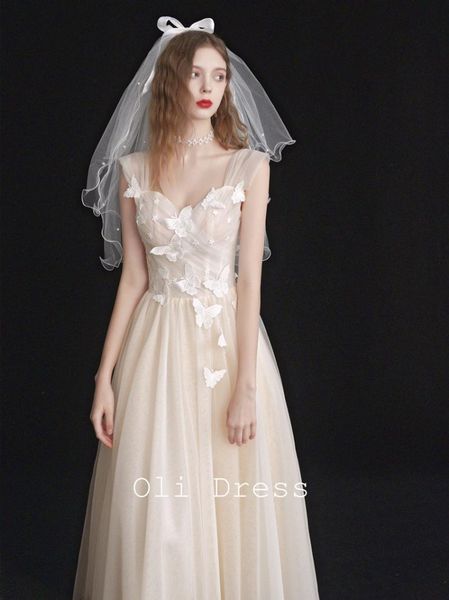 

ethnic clothing elegant light champagne prom dresses women long a-line tulle evening wedding party gown, Red