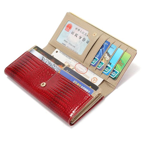 

wallets women's wallet clutch bag large capacity long zipper multi-function card package purse red handbag slim, Red;black