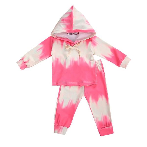

clothing sets colorful tie dyeing clothes for girls boys kids baby tie-dye hooded long sleeve + pants autumn sports set, White