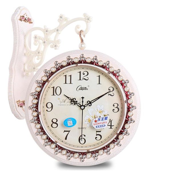 

wall clocks european style double-sided clock living room large mute creative modern quartz watch
