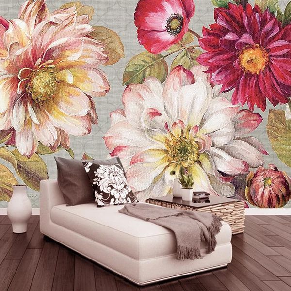 

wallpapers custom mural wallpaper european style oil painting daisy flowers fresco living room tv sofa bedroom pvc waterproof wall stickers