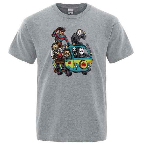 

men's t-shirts maniac park horror movie theme jason clown saw mens halloween funny tee shirt 2021 summer short sleeve men t, White;black