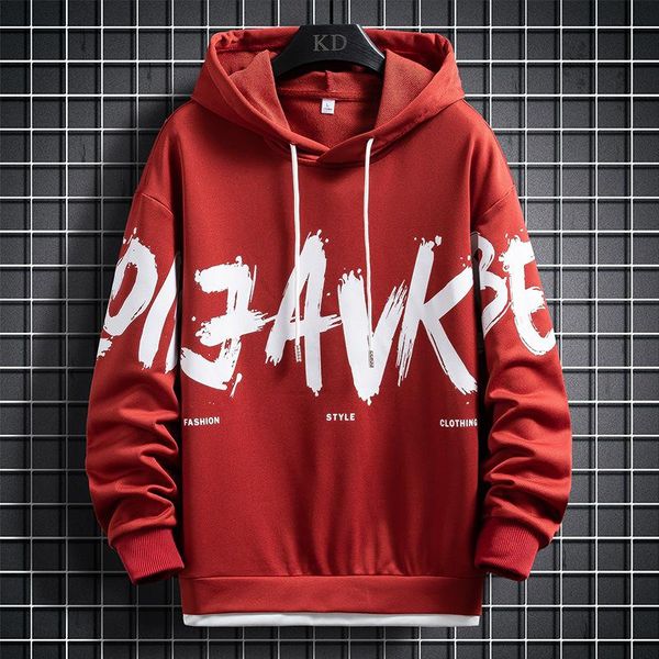 

men's hoodies & sweatshirts high street men long sleeve fashion hoodie male casual hooded sweatshirt hip hop for young sportswear prin, Black
