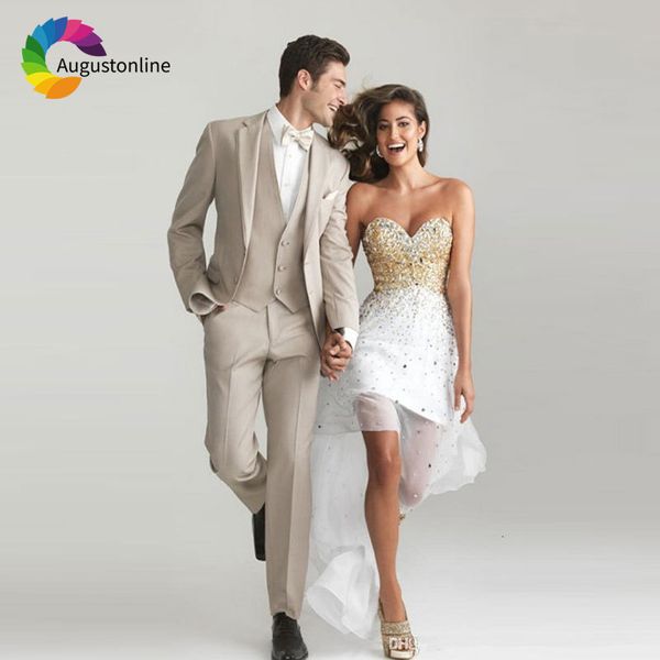 

men's suits & blazers custom made khaki men slim fit groom tuxedos man blazer terno masculino costume homme 3 pieces jacket p, White;black