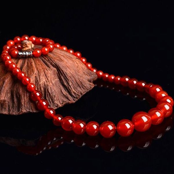 

all natural red agate beads chain fashion necklace christmas gift, Black;brown