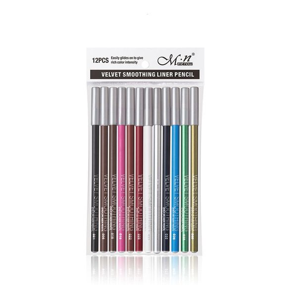 Menow 12 teile/satz 12 Farben Feuchtigkeitsspendende Pflege Eye Liner Lip Eyeliner Bleistift Make-Up Stift Wasserdicht Lidschatten