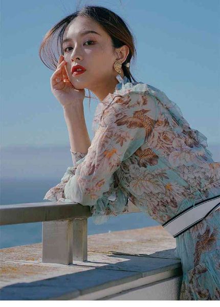 

casual dresses early autumn french style elegant cake dress princess tower skirt high waist slim lace print dlem, Black;gray