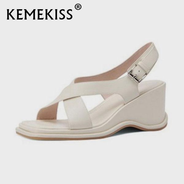 

tuyoki women's sandals real leather platform buckles slope heels slip on shoes for women summer 2021 footwear size 34-40, Black