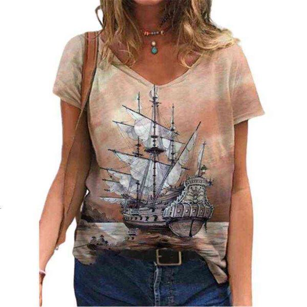 

women's t-shirt women's 2022 summer fashion digital print t-shirt, White