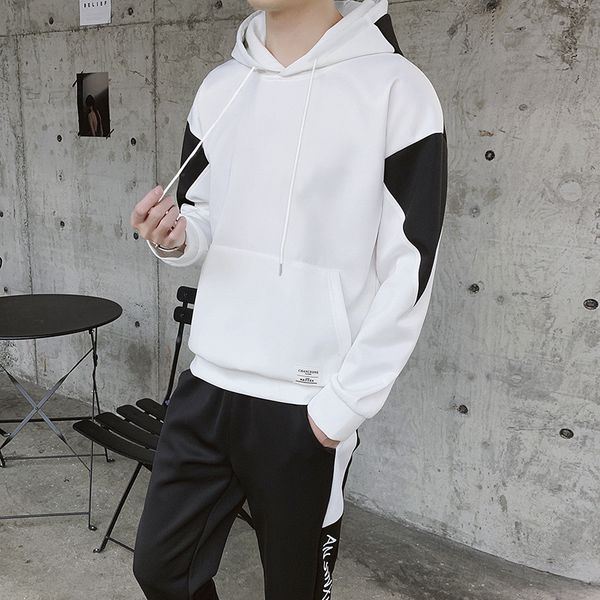 

men's tracksuits streetwear of men sportswear conjects (hoodies + runners) suit patchwork training hip hop hoody ujqu, Gray