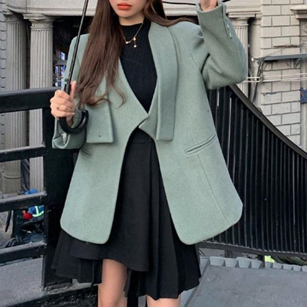 

women's wool & blends korean version japanese overcoat fashion designer creative winter autumn s trendy irregular long sleeve, Black