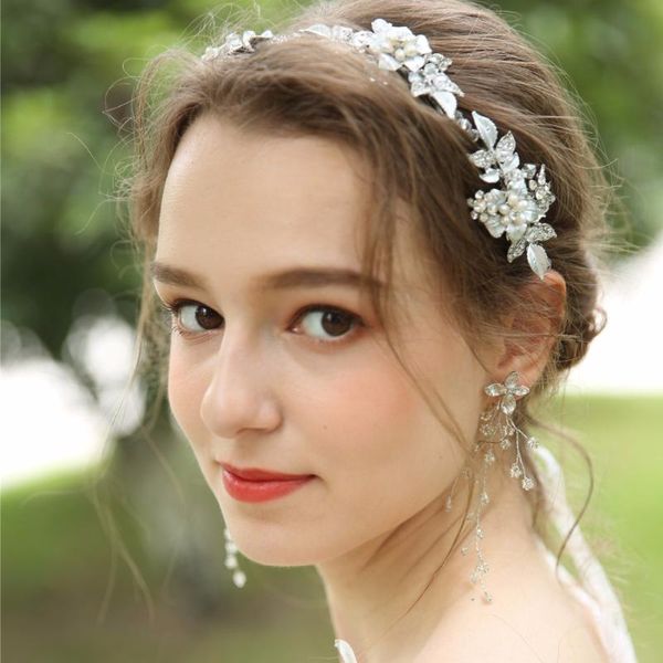 

hair clips & barrettes crystal and floral vine rose bridal headpiece handmade wedding headband rhinestone jewelry 2021, Golden;silver