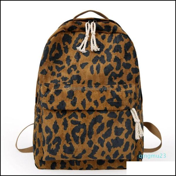 

outdoor bags sports & outdoorswholesale-women girls backpack leopard print large capacity zipper fashion for school travel drop delivery 202