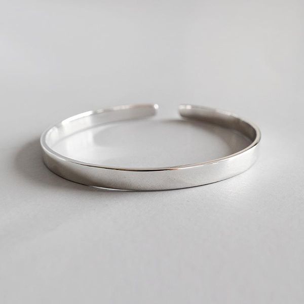 

real 925 sterling silver cuff bracelets for women polishing and matte process elegant simple bracelet bangles fine jewelry bangle, Black